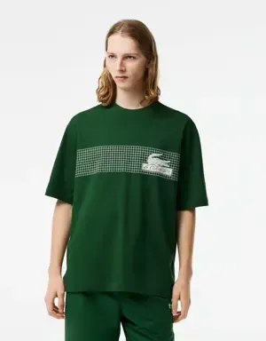 Lacoste Camiseta de hombre Lacoste loose fit con estampado de tenis