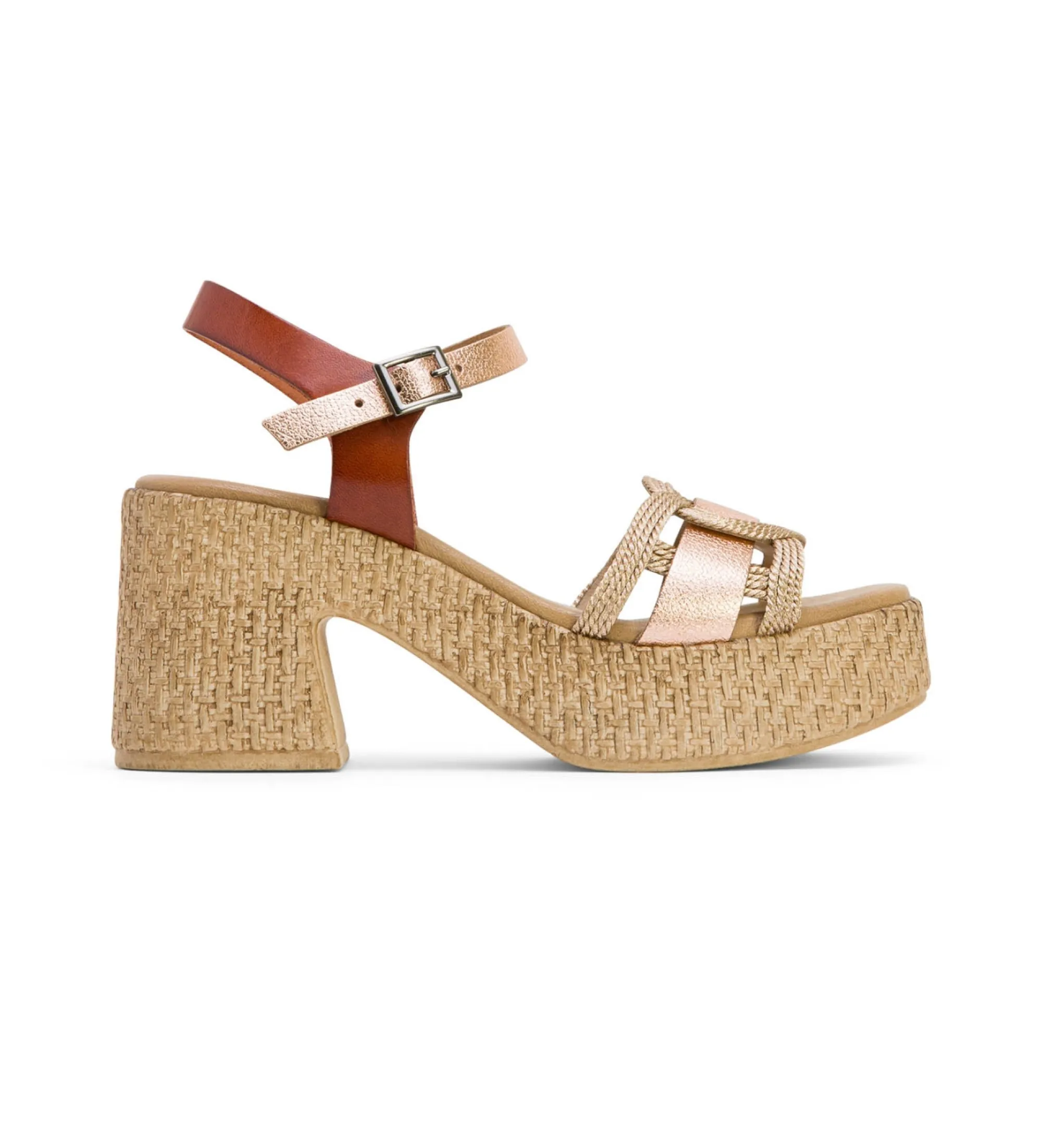 Sandalias de Piel Jana bronce -Altura tacón 8cm-