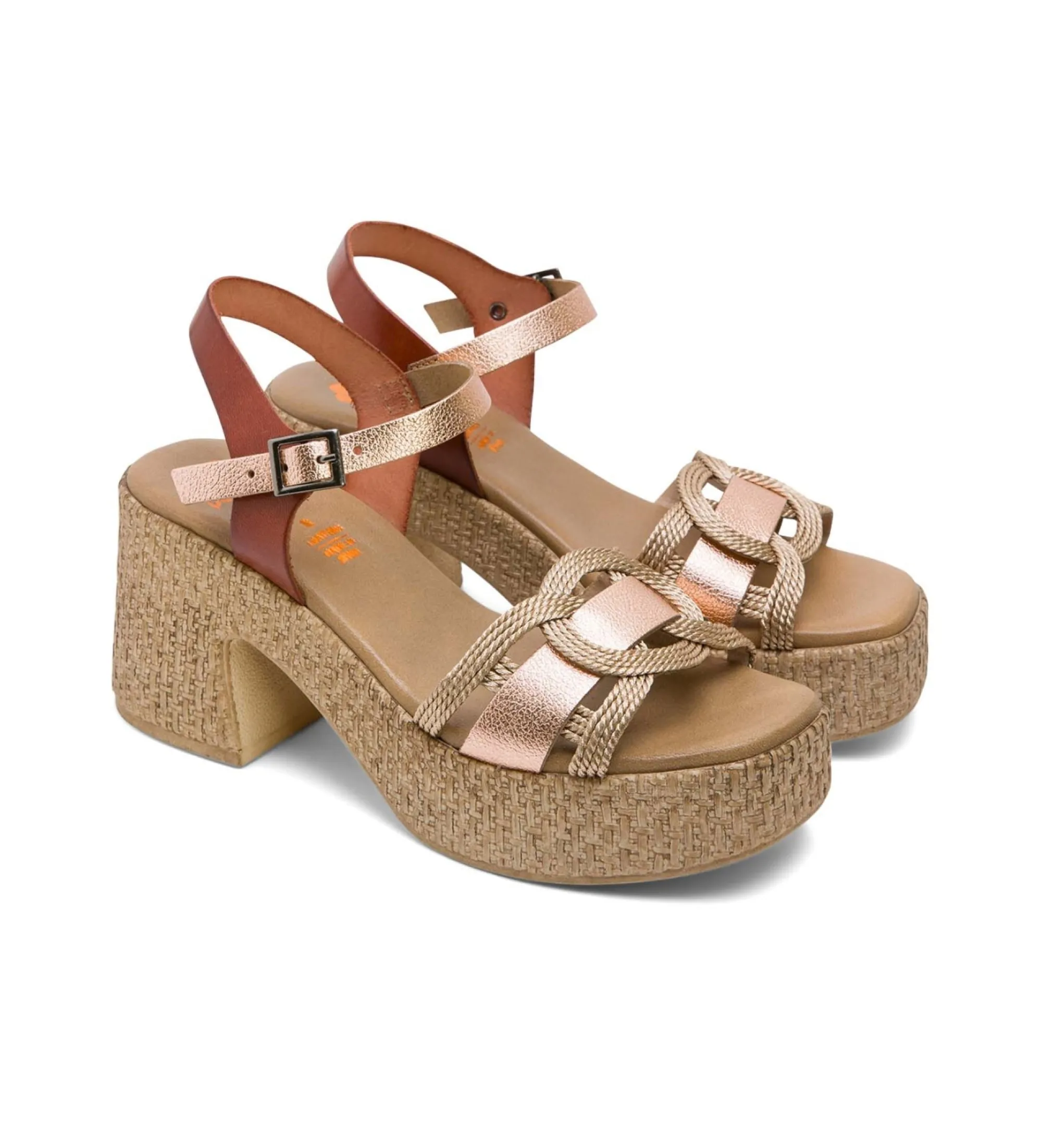 Sandalias de Piel Jana bronce -Altura tacón 8cm-