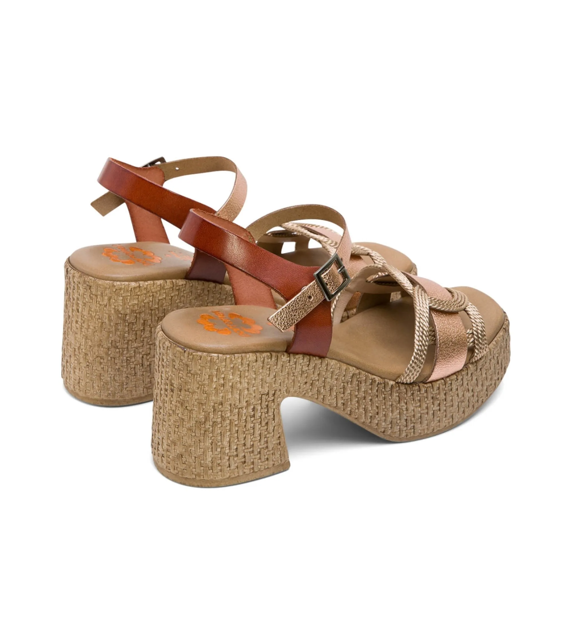 Sandalias de Piel Jana bronce -Altura tacón 8cm-
