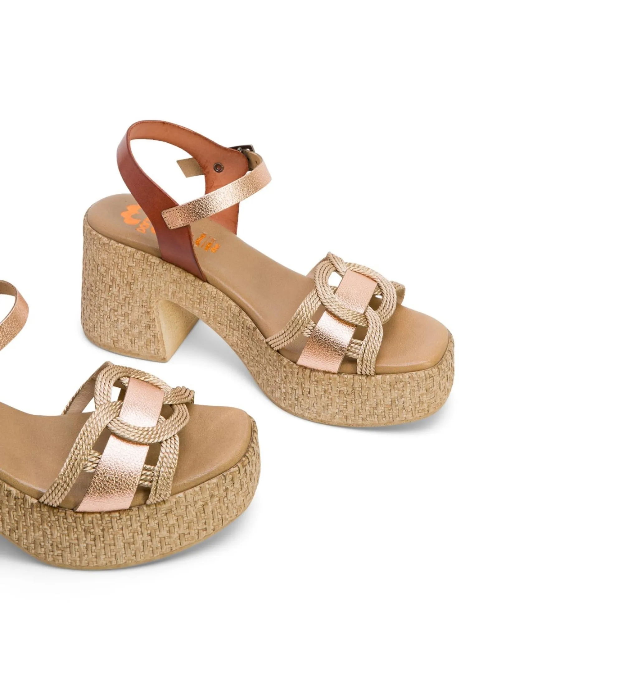 Sandalias de Piel Jana bronce -Altura tacón 8cm-